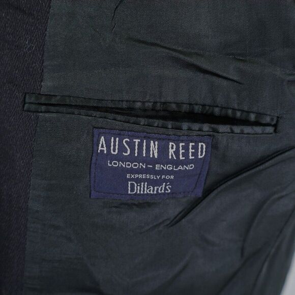 Austin Reed Tweed Wool Blue Herringbone‎ 42L 2 Button Sport Coat - Picture 10 of 13